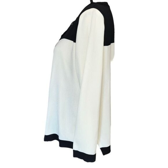 Misook Black & White Colorblock Open Front Cardigan Sweater Womens Size M - Picture 3 of 14